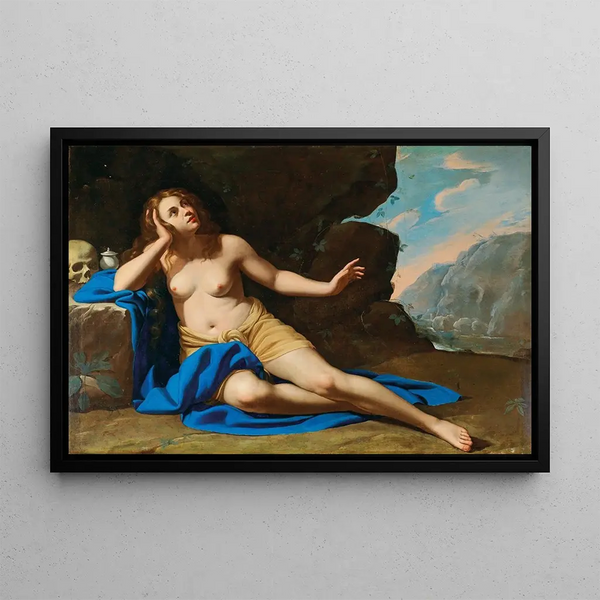 Marie-Madeleine en extase II - Artemisia Gentileschi — framed artwork on a wall