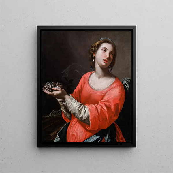 Sainte Cécile - Artemisia Gentileschi — framed artwork on a wall