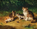 Curious kittens with a snail - Arthur Alfred Brunel de Neuville — artwork view