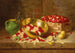 Still life with cherries Napoleon, currants, and lemons on a pedestal - Arthur Alfred Brunel de Neuville — artwork view