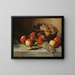 Still life with apples and grapes - Arthur Alfred Brunel de Neuville — framed artwork on a wall