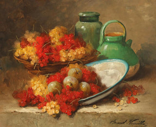 Still life with currants and a green jug - Arthur Alfred Brunel de Neuville — artwork view