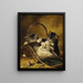 Three kittens playing in a sewing basket - Arthur Alfred Brunel de Neuville — framed artwork on a wall