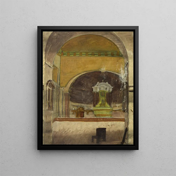 Interior of Assisi Church - Arthur Joseph Gueniot — framed artwork on a wall