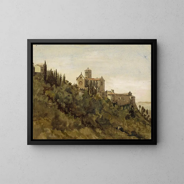 La colline d'Assise - Arthur Joseph Gueniot — framed artwork on a wall