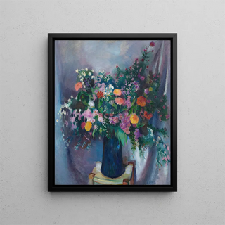 Zinnias and Asters - Arthur Beecher Carles — framed artwork on a wall