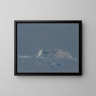 Lighthouse of Bear Island - Arthur Bowen Davies — framed artwork on a wall