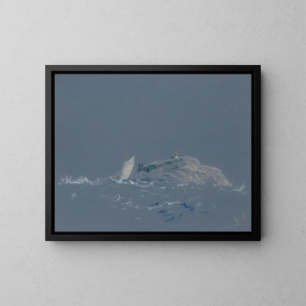 Lighthouse of Bear Island - Arthur Bowen Davies — framed artwork on a wall