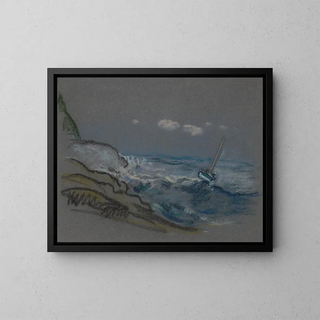 Bateau en détresse - Arthur Bowen Davies — framed artwork on a wall