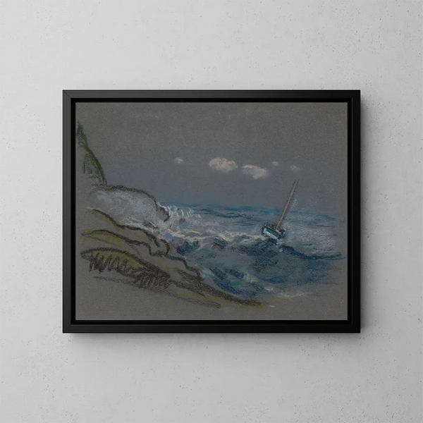 Bateau en détresse - Arthur Bowen Davies — framed artwork on a wall