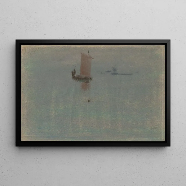Bateaux au crépuscule - Arthur Bowen Davies — framed artwork on a wall