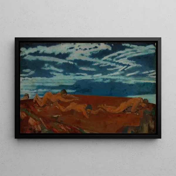 Le Bord de la gorge de la Terre - Arthur Bowen Davies — framed artwork on a wall