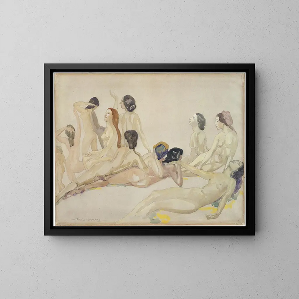 Eleven Nudes - Arthur Bowen Davies — framed artwork on a wall