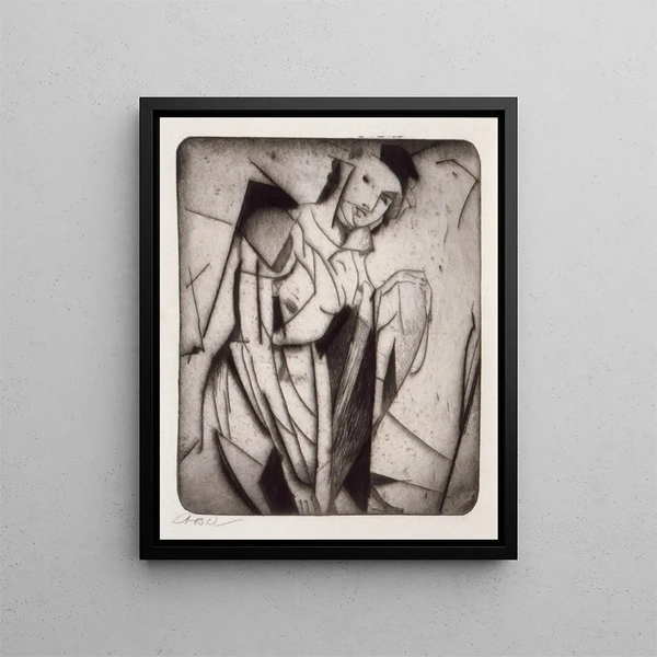 Glass figure painting - Arthur Bowen Davies — framed artwork on a wall
