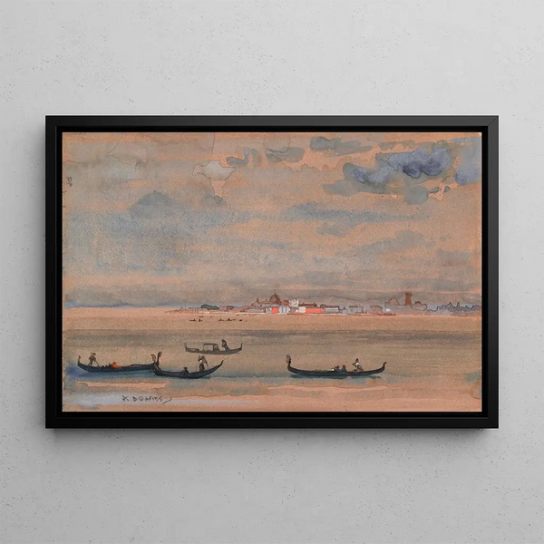 Gondolas - Arthur Bowen Davies — framed artwork on a wall