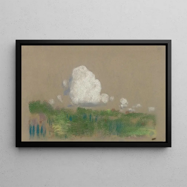Landscape with Clouds - Arthur Bowen Davies — framed artwork on a wall