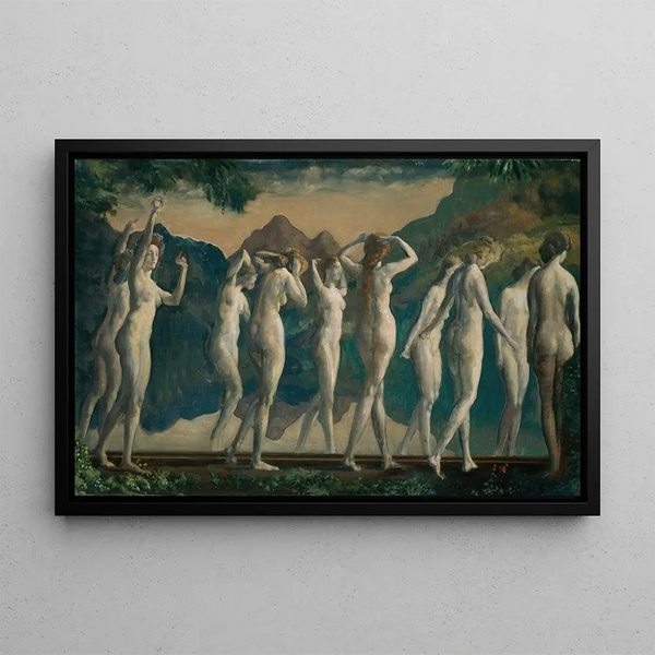 Maya Painting, Mirror of Illusions - Arthur Bowen Davies — framed artwork on a wall