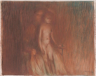 Mother and child in front of a fire - Arthur Bowen Davies — artwork view