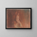 Mother and child in front of a fire - Arthur Bowen Davies — framed artwork on a wall