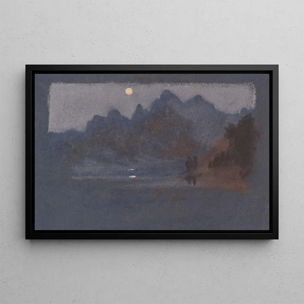 Mountains in the Moonlight - Arthur Bowen Davies — framed artwork on a wall