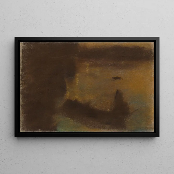 Mysterious Barges II - Arthur Bowen Davies — framed artwork on a wall