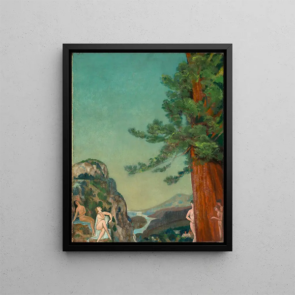 On the Cliffs - Arthur Bowen Davies — framed artwork on a wall