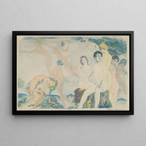 Liberation at the gates - Arthur Bowen Davies — framed artwork on a wall