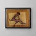 Female nude sitting in profile leaning forward - Arthur Bowen Davies — framed artwork on a wall