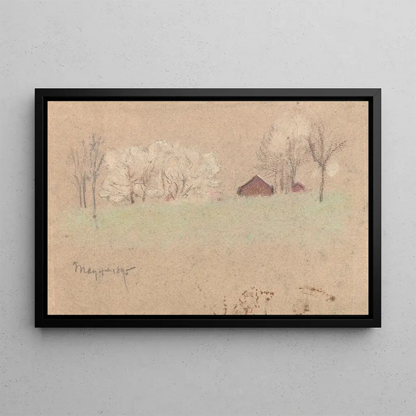 La Grange Rouge - Arthur Bowen Davies — framed artwork on a wall