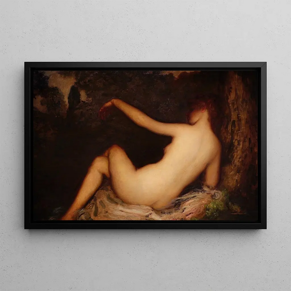 The Butterfly - Arthur Bowen Davies — framed artwork on a wall