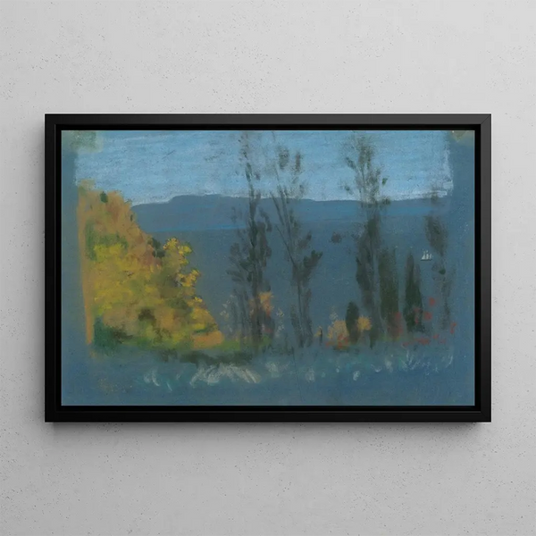 View through the Poplars - Arthur Bowen Davies — framed artwork on a wall
