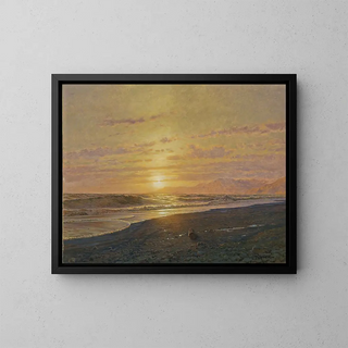 Sunset over the sea - Arthur Calame — framed artwork on a wall