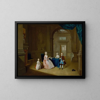 Children in an Interior - Arthur Devis — framed artwork on a wall