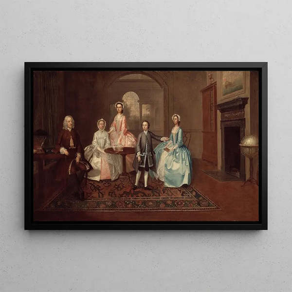 John Thomlinson and his family - Arthur Devis — framed artwork on a wall