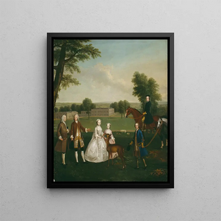 Thomas Lister and his family at Gisburne Park - Arthur Devis — framed artwork on a wall