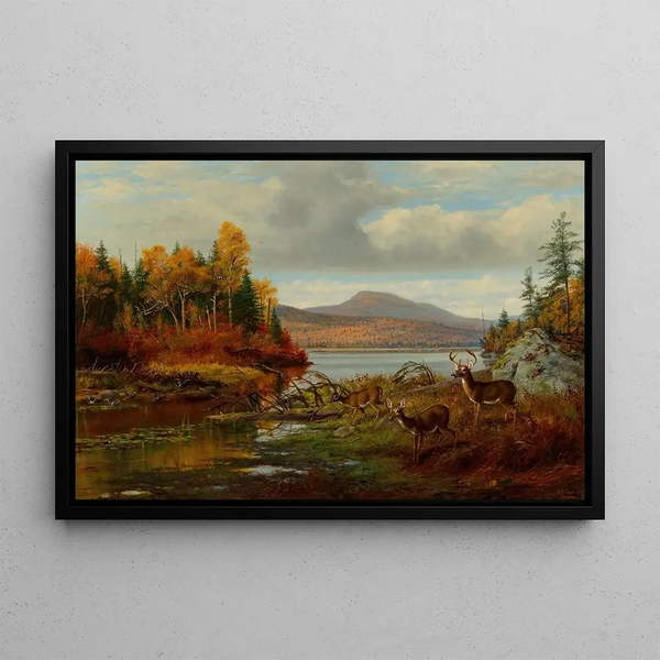 Autumn End, Long Lake, Hamilton Co, New York, Adirondacks - Arthur Fitzwilliam Tait — framed artwork on a wall