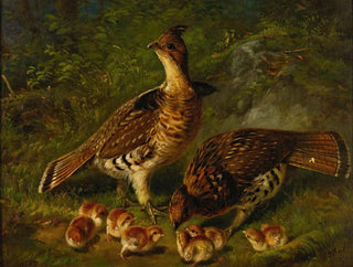 Gros-bec à plumes rousses et jeunes - Arthur Fitzwilliam Tait — artwork view