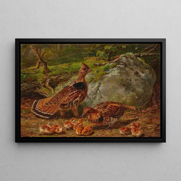 Golden-crowned Grouse - Arthur Fitzwilliam Tait — framed artwork on a wall
