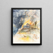 a religious building on fire with demons above - Arthur Frederick Payne — framed artwork on a wall