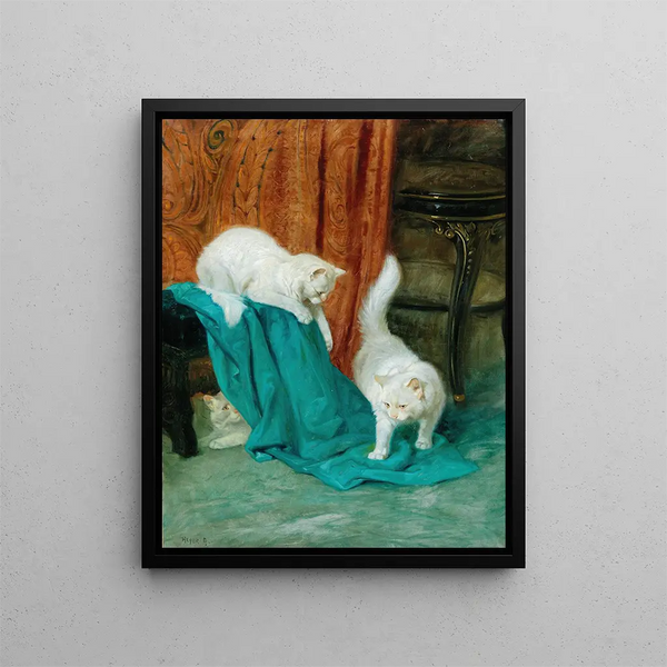 Cats playing - Arthur Heyer — framed artwork on a wall