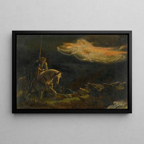 Study for Sir Galahad The Quest for the Holy Grail - Arthur Hughes — framed artwork on a wall