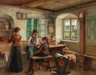Family scene idyllic in the living room - Arthur Hutschenreuther — artwork view