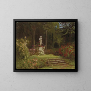 The Rose Garden - Arthur John Black — framed artwork on a wall