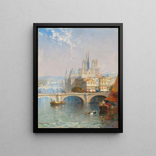 Paris with Notre Dame - Arthur Joseph Meadows — framed artwork on a wall