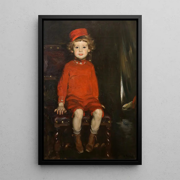 Child in Red - Arthur Kampf — framed artwork on a wall