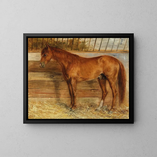 A fox in a stable - Arthur Kurtz — framed artwork on a wall