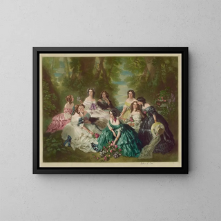Eugénie, Empress of the French, and her ladies-in-waiting - Arthur L. Cox — framed artwork on a wall