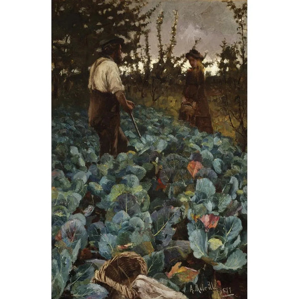 A garden of cabbages - Arthur Melville — framed artwork on a wall