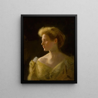 Woman in Yellow Dress - Arthur Merton Hazard — framed artwork on a wall