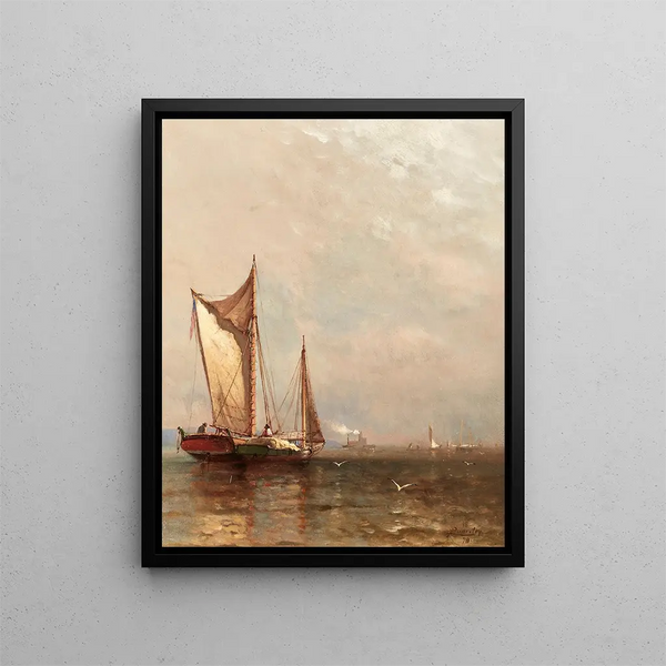 on the Hudson - Arthur Quartley — framed artwork on a wall